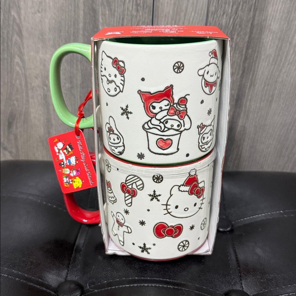 Blue Sky Clayworks Hello Kitty & Friends Christmas Textured 2 Coffee Mug Set